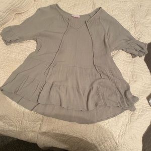 Pink Lily Sage Green Blouse - Size Large